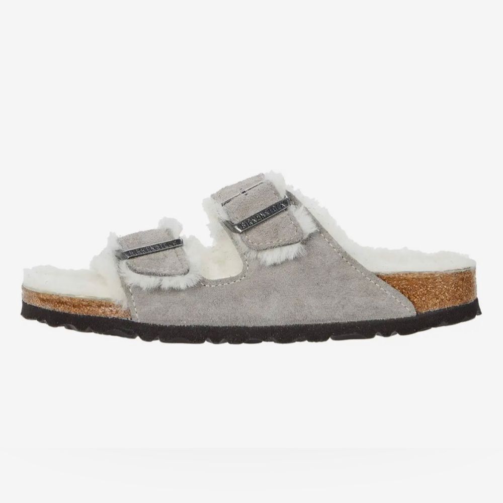 Birkenstock Arizona Shearling slide sandals featuring grey suede Size 40 (9-9.5) - Picture 5 of 16